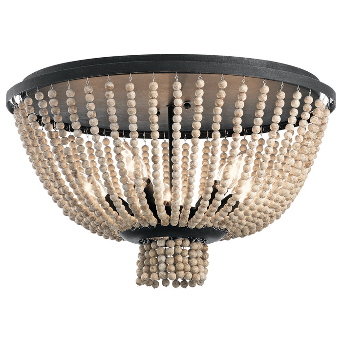 Kichler 43893DBK Five Light Flush Mount, Distressed Black