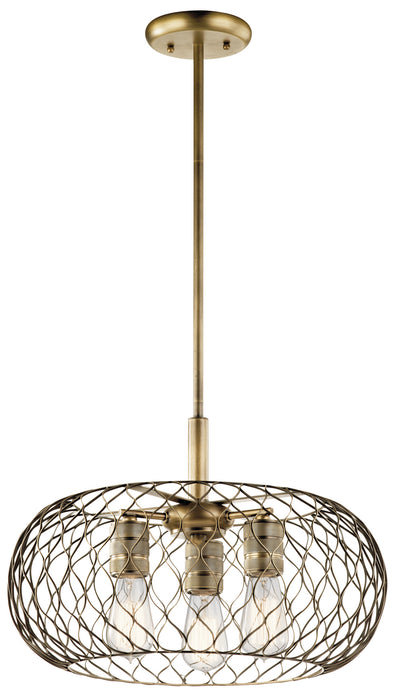Kichler 43958NBR Three Light Pendant, Natural Brass