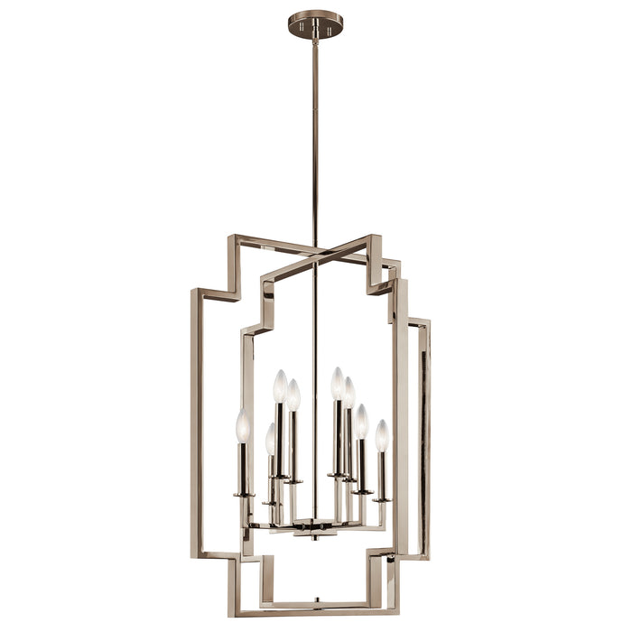 Kichler 43966PN Eight Light Foyer Chandelier, Polished Nickel