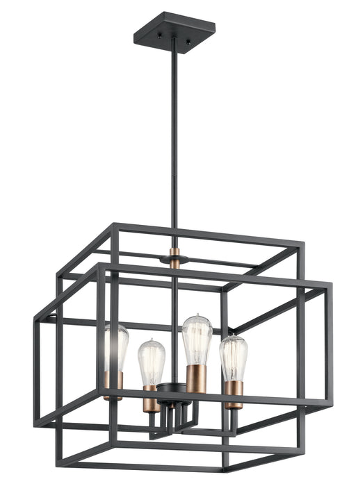 Kichler 43984BK Four Light Pendant, Black