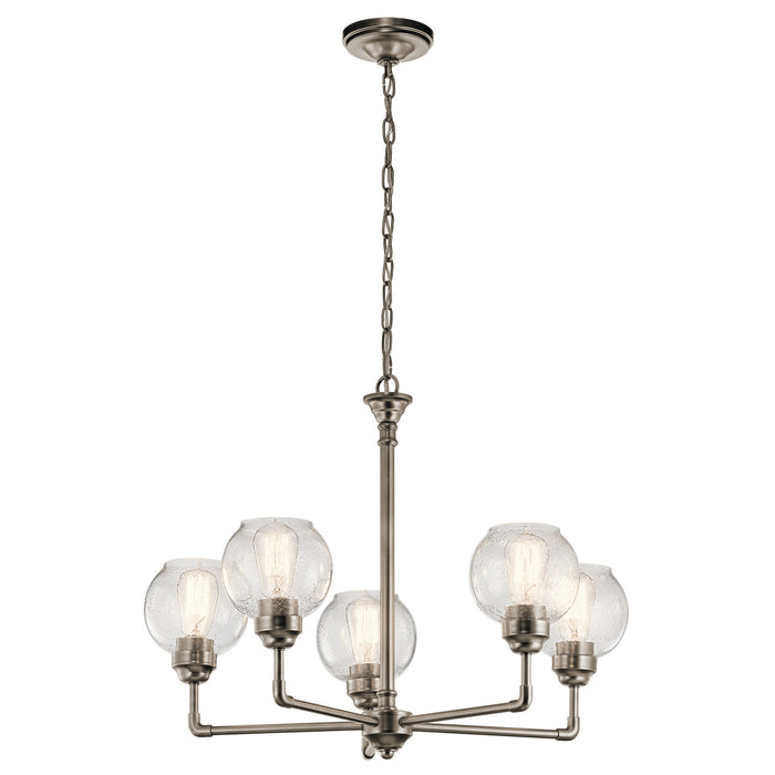 Kichler 43993AP Five Light Chandelier, Antique Pewter