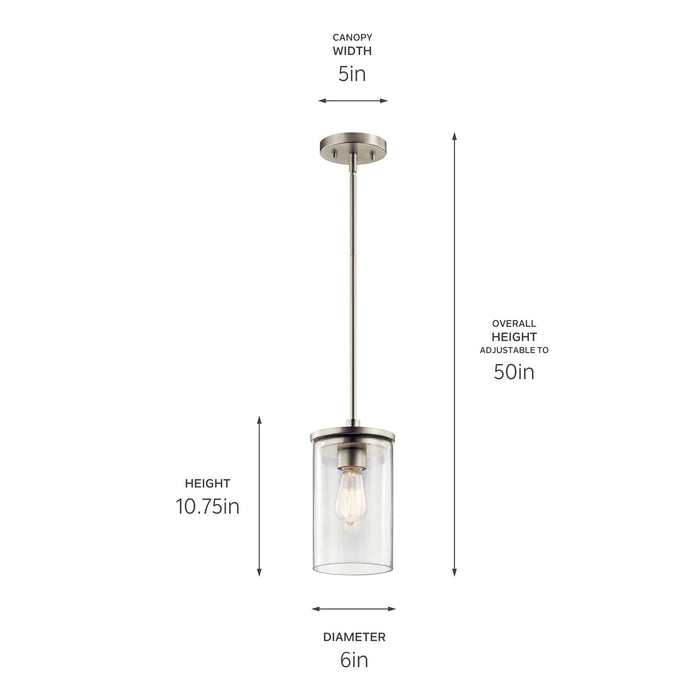 Kichler 43996NI One Light Mini Pendant, Brushed Nickel