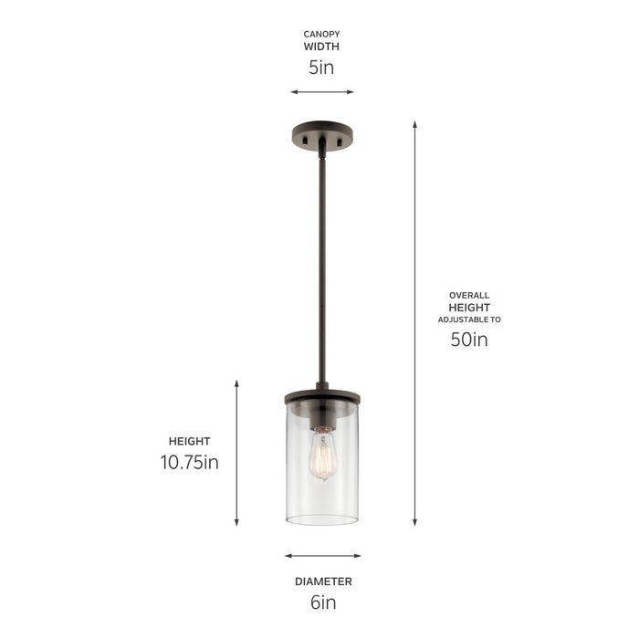 Kichler 43996OZ One Light Mini Pendant, Olde Bronze