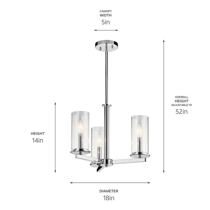 Kichler 43997CH Three Light Chandelier/Semi Flush, Chrome