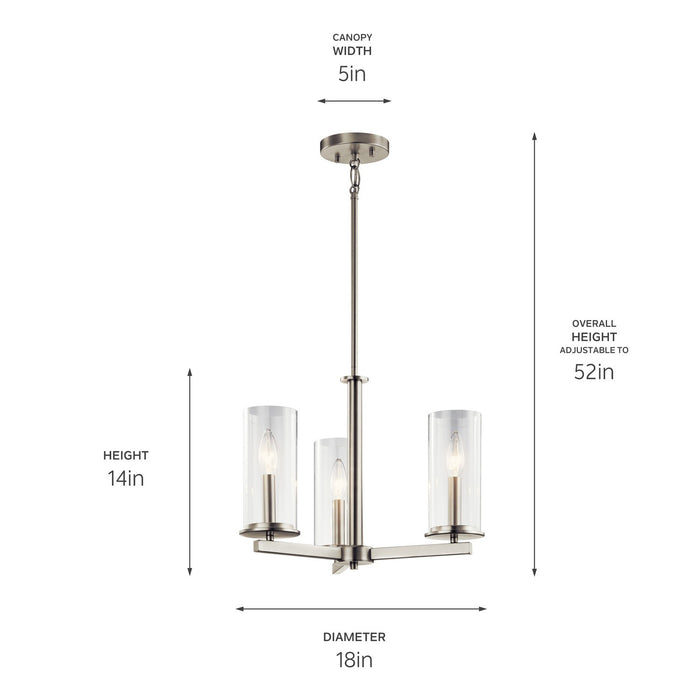Kichler 43997NI Three Light Chandelier/Semi Flush, Brushed Nickel