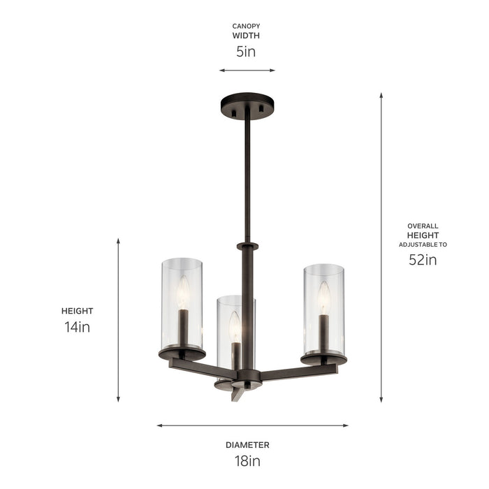 Kichler 43997OZ Three Light Chandelier/Semi Flush, Olde Bronze