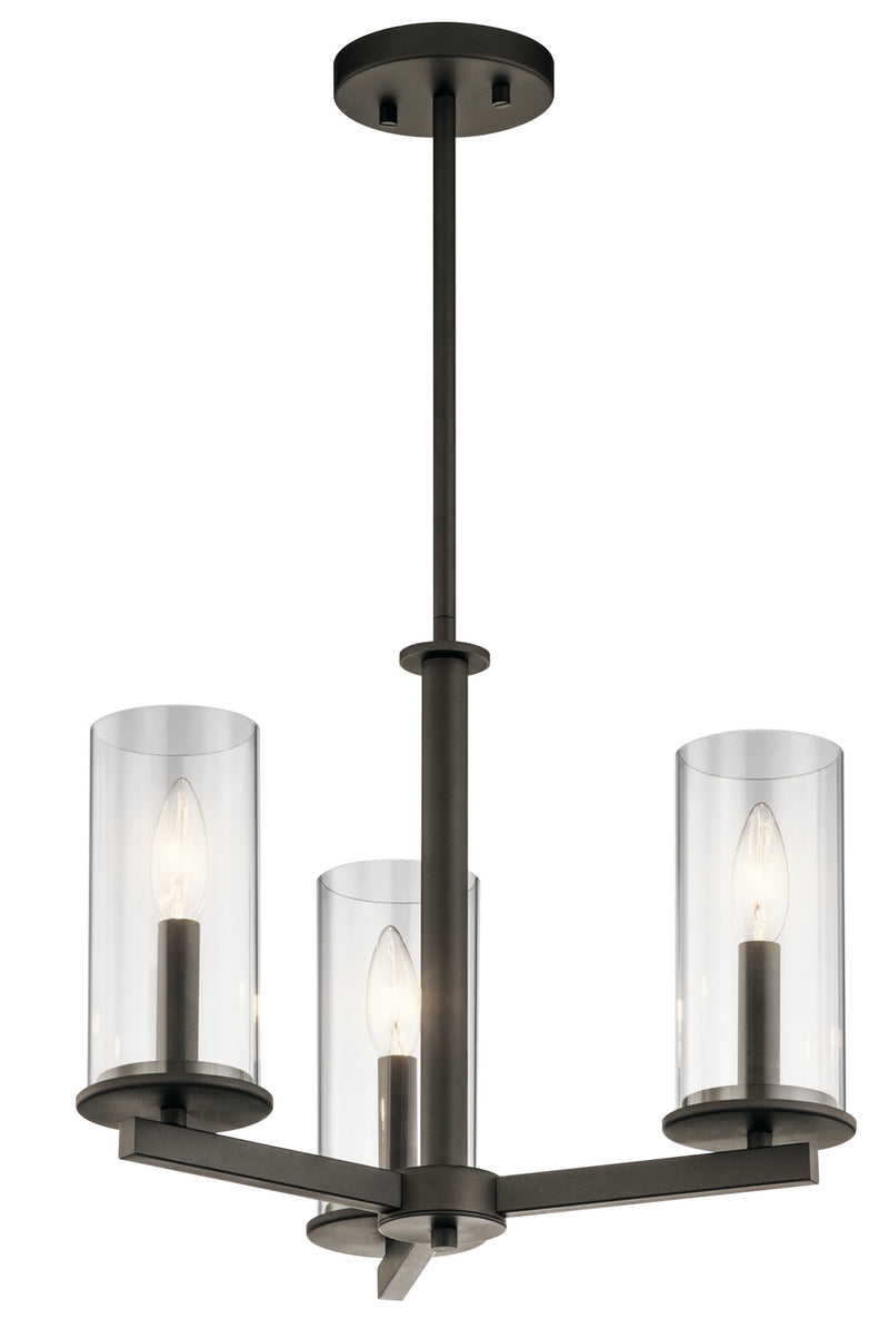 Kichler 43997OZ Three Light Chandelier/Semi Flush, Olde Bronze