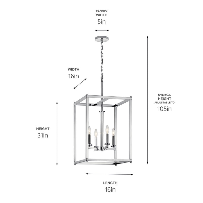 Kichler 43998CH Four Light Foyer Pendant, Chrome