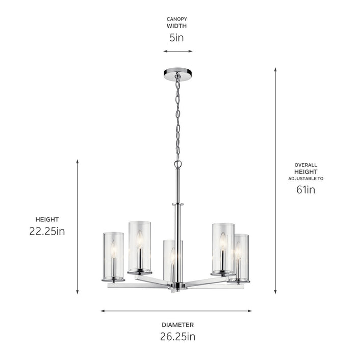 Kichler 43999CH Five Light Chandelier, Chrome