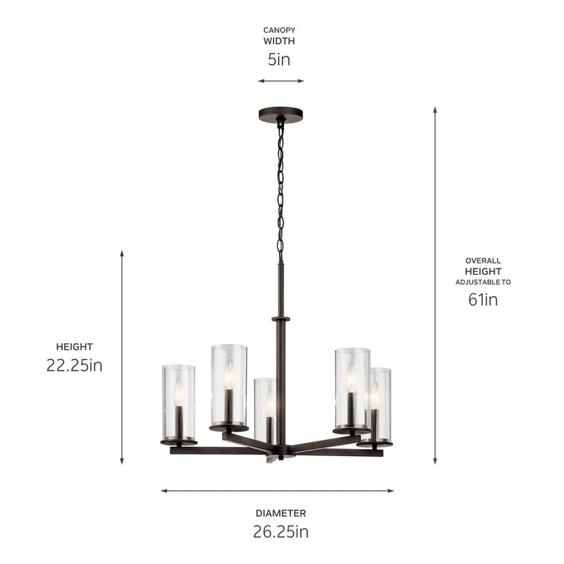 Kichler 43999OZ Five Light Chandelier, Olde Bronze