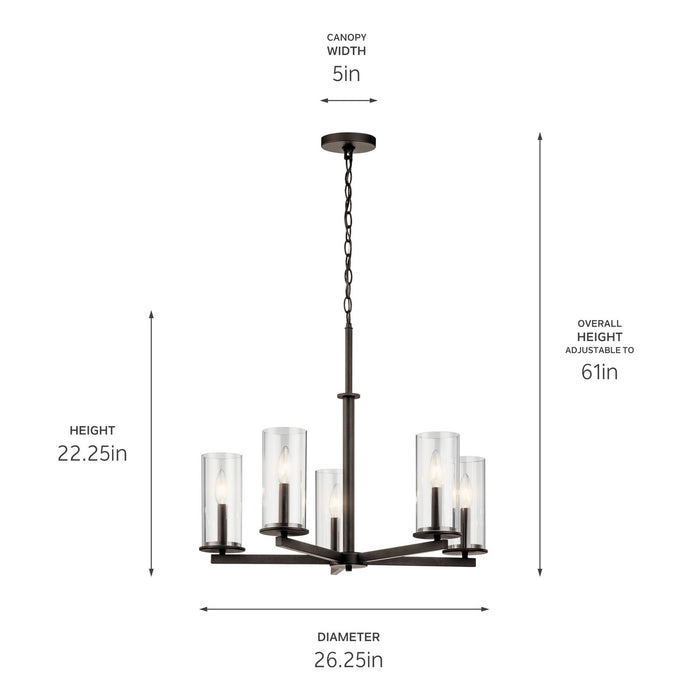 Kichler 43999OZ Five Light Chandelier, Olde Bronze