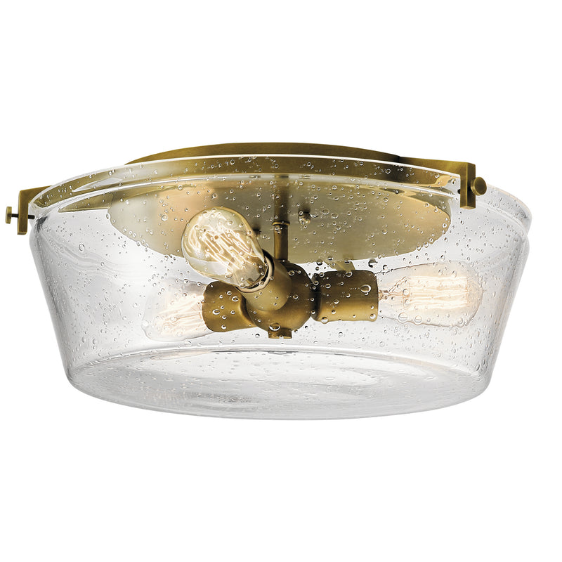 Kichler 45299NBR Three Light Flush Mount, Natural Brass