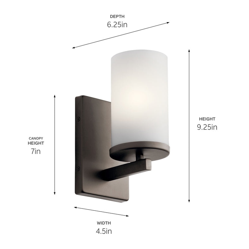 Kichler 45495OZ One Light Wall Sconce, Olde Bronze