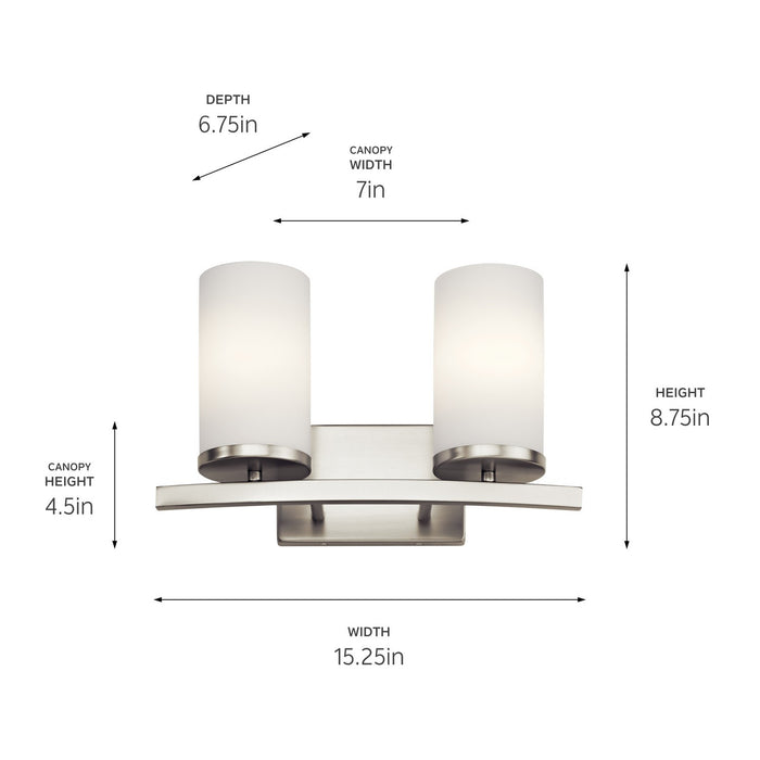 Kichler 45496NI Two Light Bath, Brushed Nickel