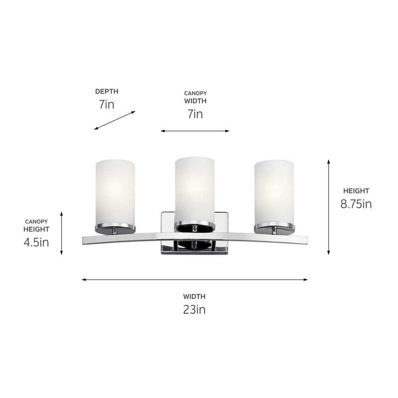 Kichler 45497CH Three Light Bath, Chrome