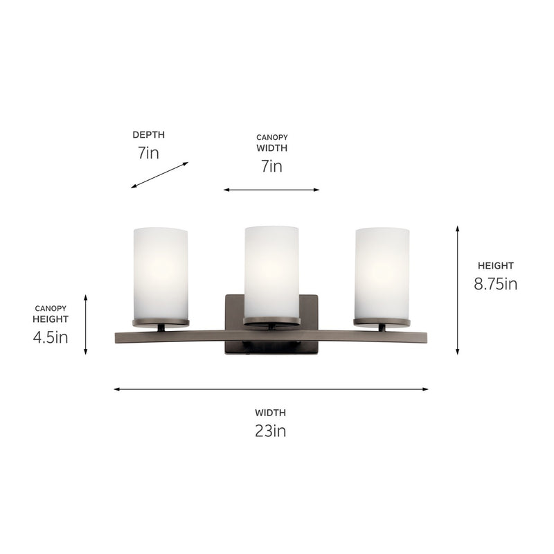 Kichler 45497OZ Three Light Bath, Olde Bronze