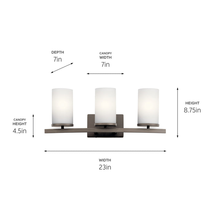 Kichler 45497OZ Three Light Bath, Olde Bronze