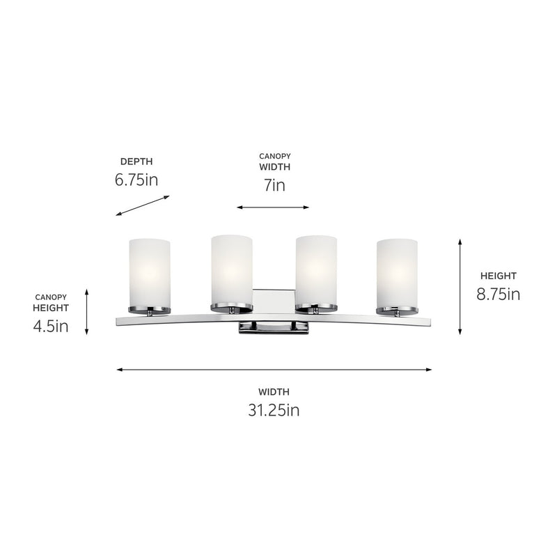 Kichler 45498CH Four Light Bath, Chrome