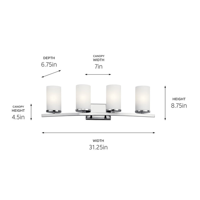 Kichler 45498CH Four Light Bath, Chrome