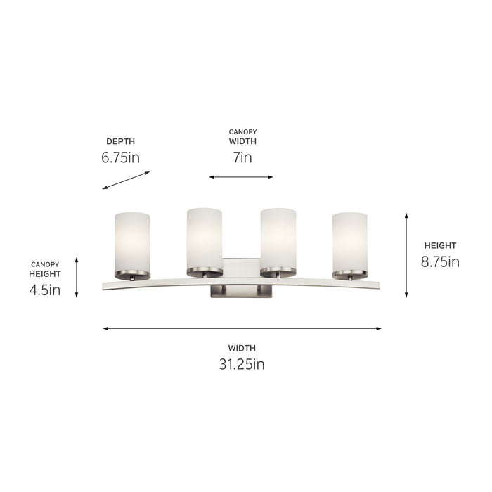 Kichler 45498NI Four Light Bath, Brushed Nickel