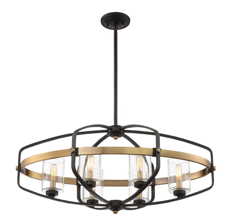 Savoy House 1-8042-6-79 Six Light Linear Chandelier, English Bronze and Warm Brass