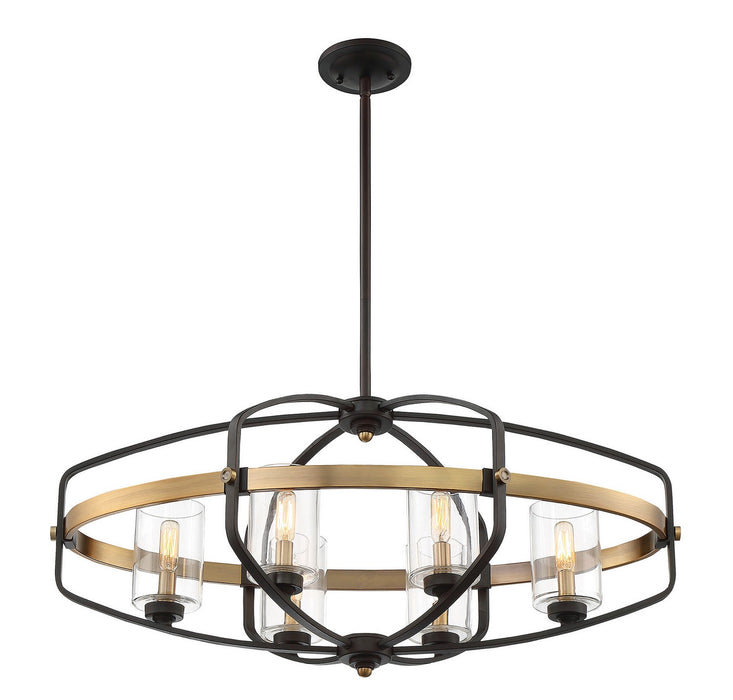 Savoy House 1-8042-6-79 Six Light Linear Chandelier, English Bronze and Warm Brass
