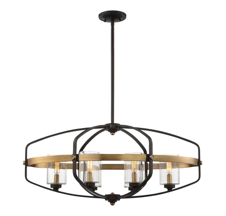 Savoy House 1-8042-6-79 Six Light Linear Chandelier, English Bronze and Warm Brass