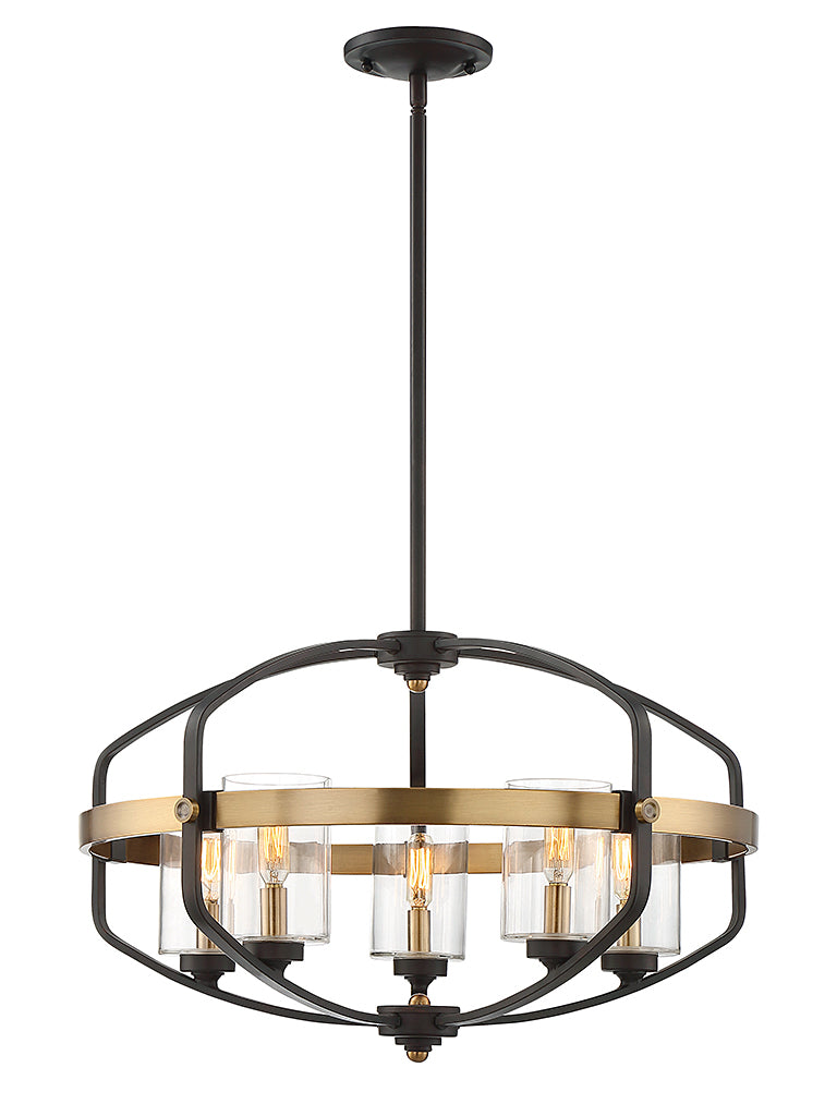Savoy House 7-8041-5-79 Five Light Pendant, English Bronze and Warm Brass