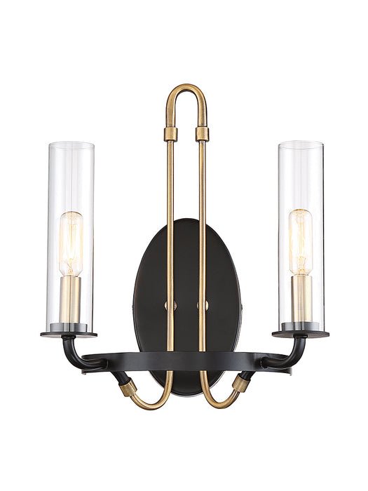 Savoy House 9-8073-2-51 Two Light Wall Sconce, Vintage Black with Warm Brass