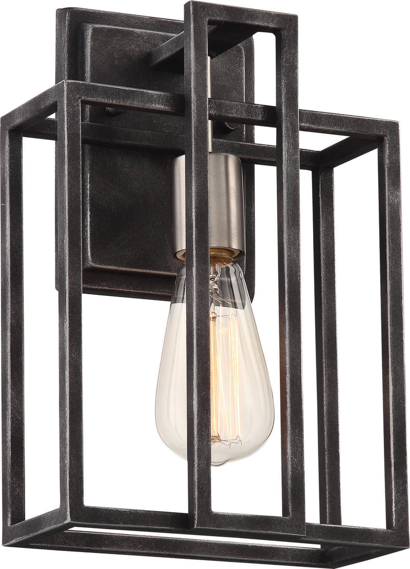 Nuvo Lighting 60-5856 One Light Wall Sconce, Iron Black / Brushed Nickel