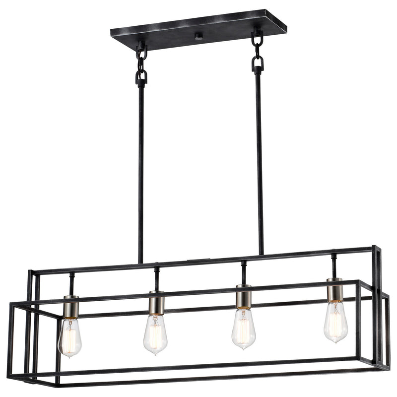 Nuvo Lighting 60-5859 Four Light Island Pendant, Iron Black / Brushed Nickel