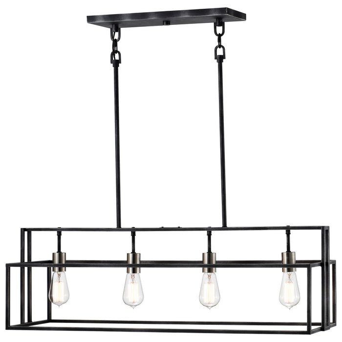 Nuvo Lighting 60-5859 Four Light Island Pendant, Iron Black / Brushed Nickel