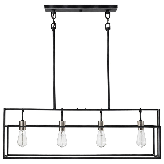 Nuvo Lighting 60-5859 Four Light Island Pendant, Iron Black / Brushed Nickel