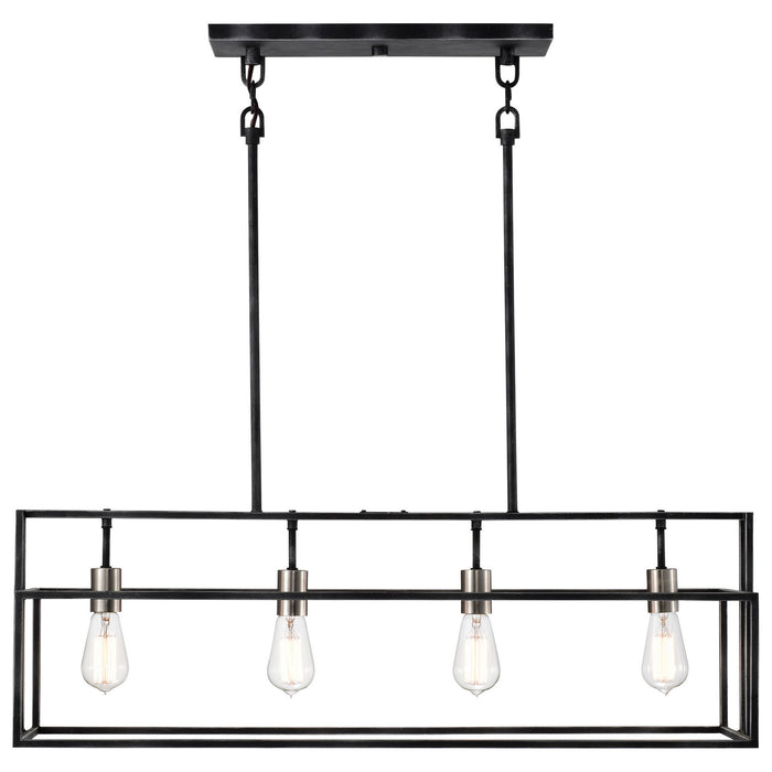 Nuvo Lighting 60-5859 Four Light Island Pendant, Iron Black / Brushed Nickel