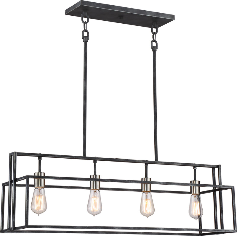 Nuvo Lighting 60-5859 Four Light Island Pendant, Iron Black / Brushed Nickel