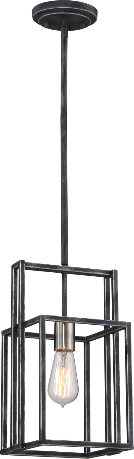 Nuvo Lighting 60-5860 One Light Mini Pendant, Iron Black / Brushed Nickel