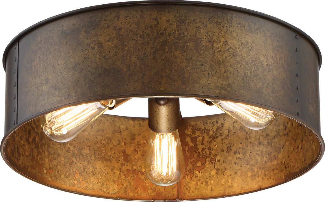 Nuvo Lighting 60-5893 Three Light Flush Mount, Weathered Brass