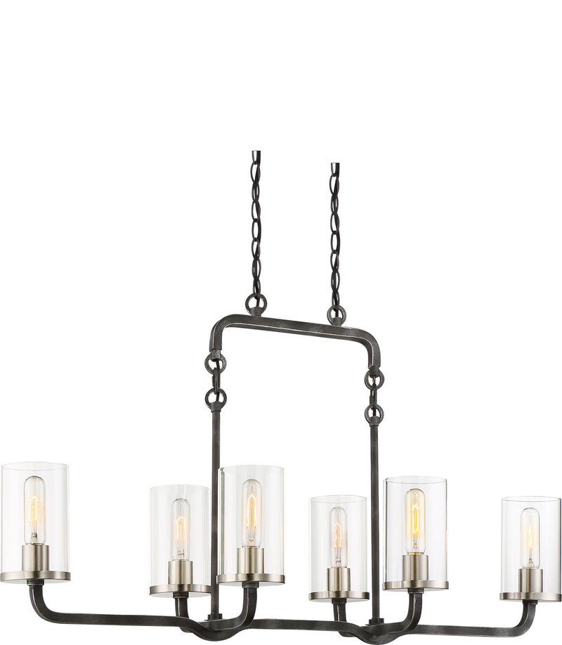 Nuvo Lighting 60-6124 Six Light Island Pendant, Iron Black / Brushed Nickel