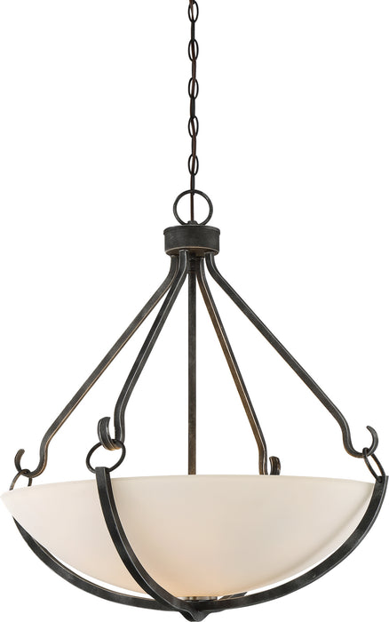 Nuvo Lighting 60-6125 Four Light Pendant, Iron Black / Brushed Nickel
