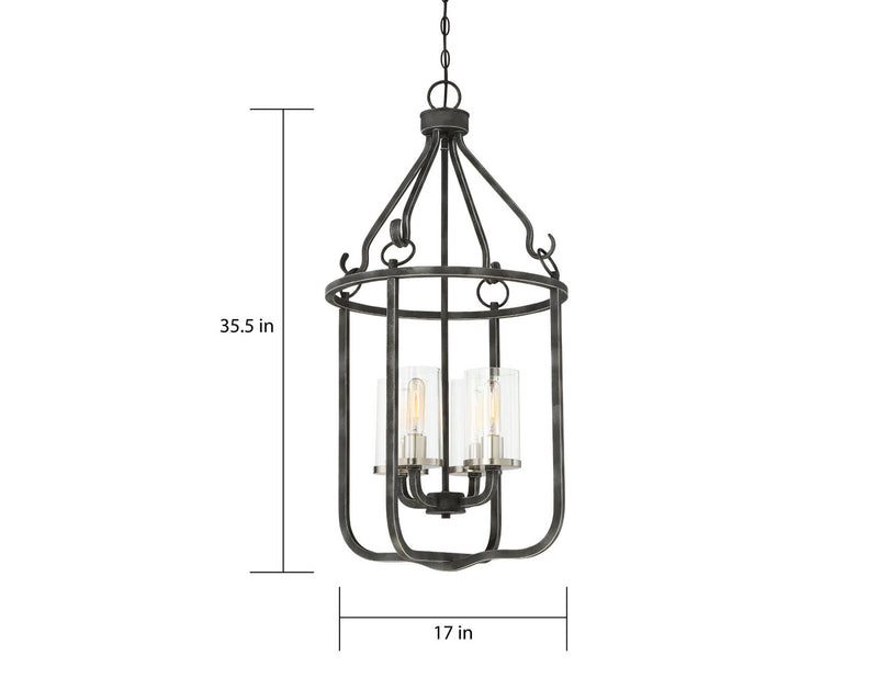 Nuvo Lighting 60-6127 Four Light Pendant, Iron Black / Brushed Nickel