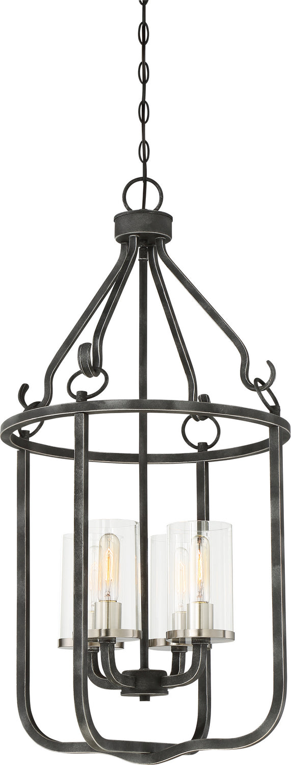 Nuvo Lighting 60-6127 Four Light Pendant, Iron Black / Brushed Nickel