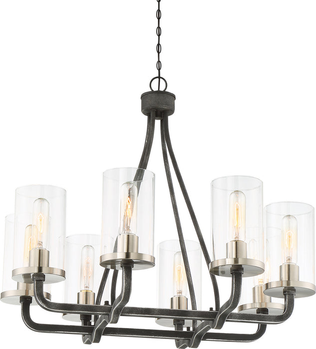 Nuvo Lighting 60-6128 Eight Light Chandelier, Iron Black / Brushed Nickel