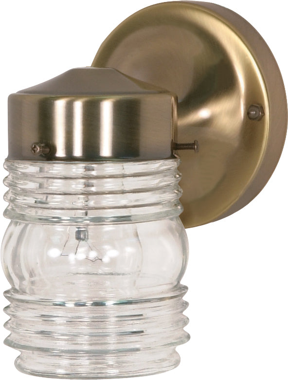 Nuvo Lighting SF77-995 One Light Outdoor Wall Lantern, Antique Brass / Clear Ribbed