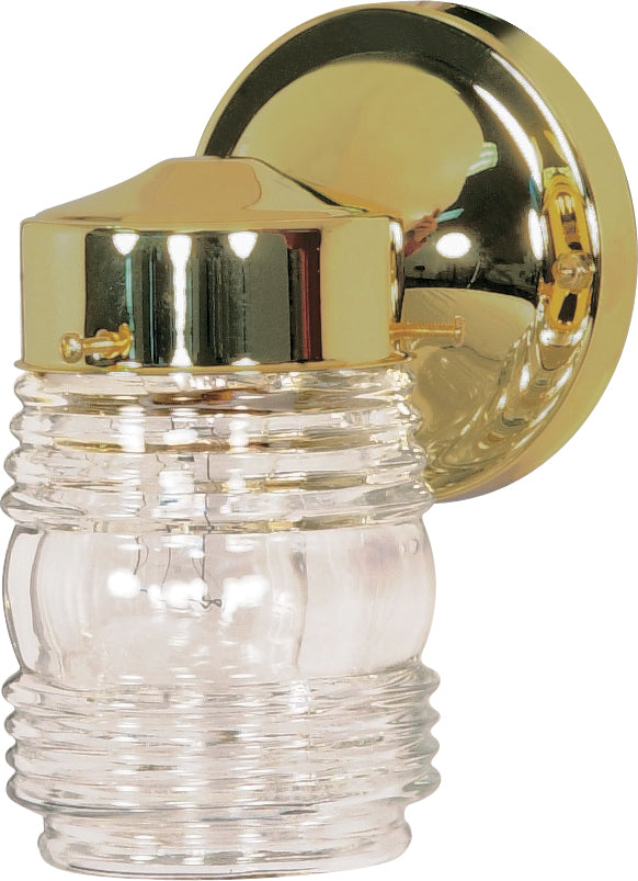 Nuvo Lighting SF77-996 One Light Outdoor Wall Lantern, Polished Brass / Clear Ribbed