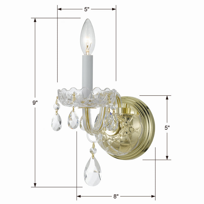 Crystorama 1031-PB-CL-S One Light Wall Sconce, Polished Brass