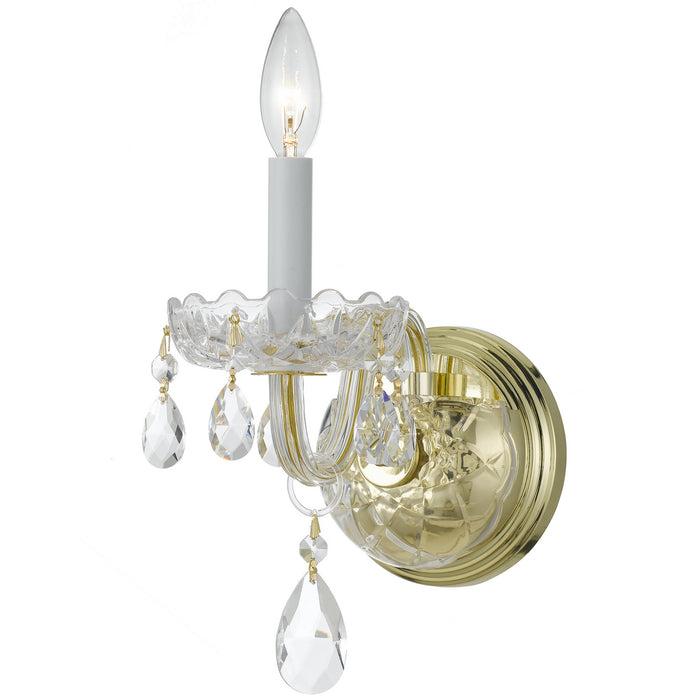 Crystorama 1031-PB-CL-SAQ One Light Wall Sconce, Polished Brass