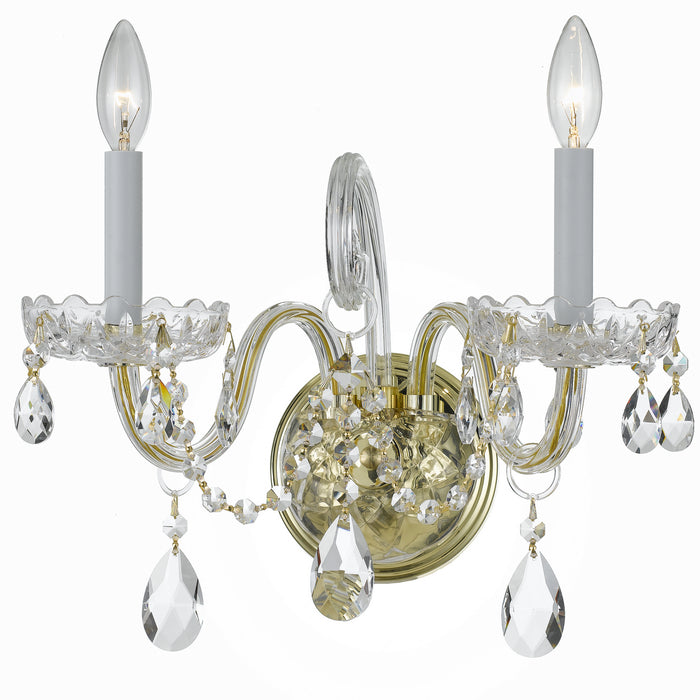 Crystorama 1032-PB-CL-MWP Two Light Wall Sconce, Polished Brass