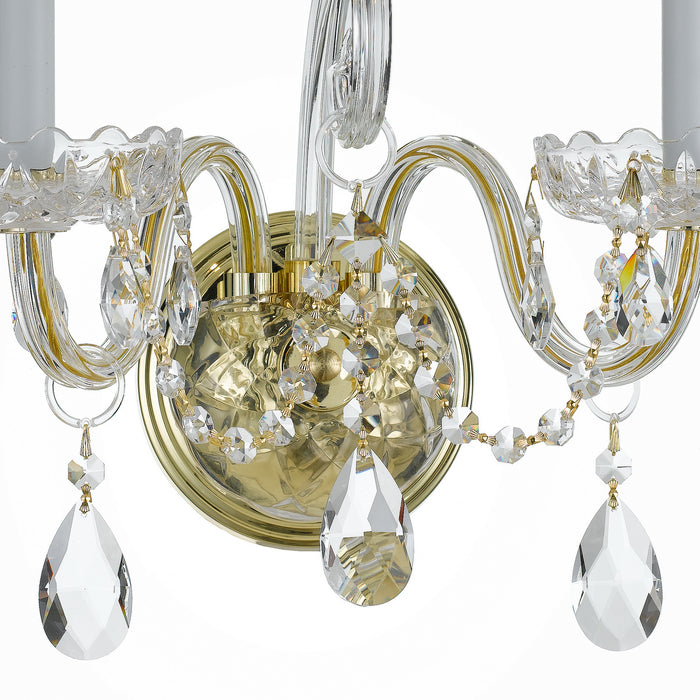 Crystorama 1032-PB-CL-S Two Light Wall Sconce, Polished Brass