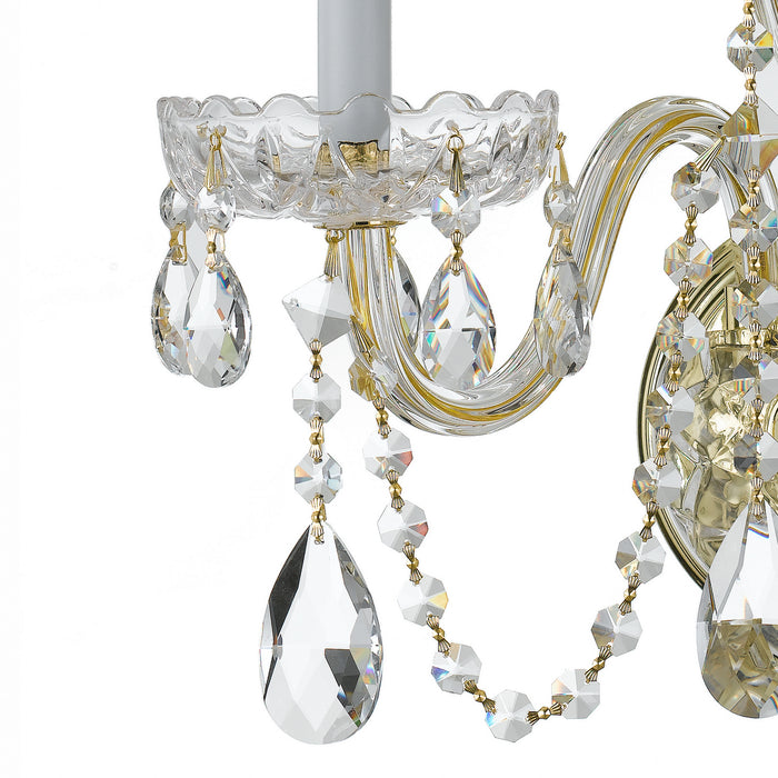 Crystorama 1033-PB-CL-SAQ Three Light Wall Sconce, Polished Brass