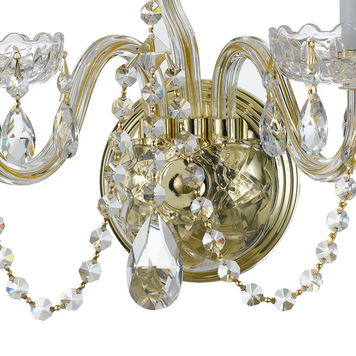 Crystorama 1033-PB-CL-SAQ Three Light Wall Sconce, Polished Brass